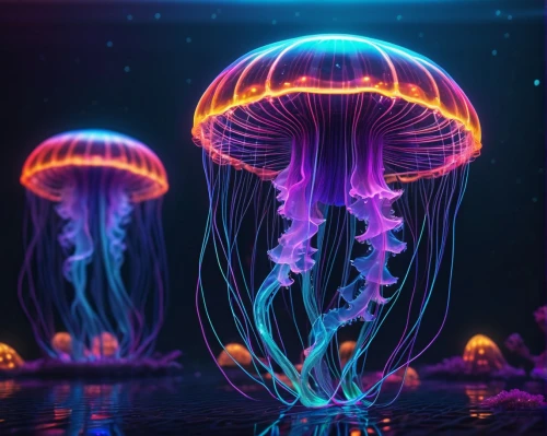 mushroom landscape,jellyfish,bioluminescence,sea jellies,jellyfish collage,jellies,jellyfishes,mushrooms,mushroom island,cnidaria,fairy lanterns,underwater background,club mushroom,alien world,aquarium lighting,psychedelic art,forest mushrooms,fairy world,underwater landscape,underwater world,Photography,General,Realistic