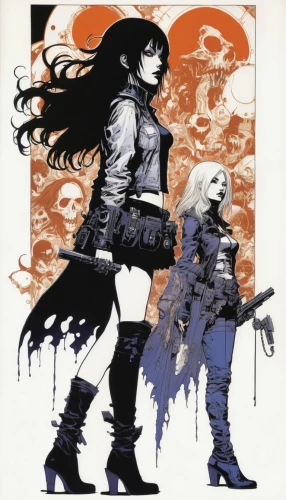 birds of prey-night,birds of prey,underworld,cover,valerian,huntress,amano,katana,gemini,warrior and orc,angels of the apocalypse,rosa ' amber cover,two girls,heroic fantasy,female warrior,copra,witches,beautiful girls with katana,renegade,bad girls,Illustration,American Style,American Style 06