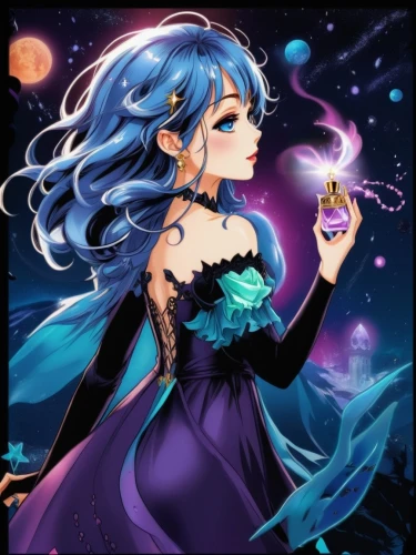 blue enchantress,queen of the night,horoscope libra,zodiac sign libra,fantasia,rem in arabian nights,blue moon rose,sorceress,vanessa (butterfly),winterblueher,lady of the night,luna,constellation lyre,fairy galaxy,celestial event,zodiac sign leo,myosotis,virgo,aqua,blue rose,Unique,Design,Sticker