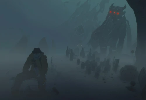 the fog,valley of death,guards of the canyon,veil fog,foggy mountain,beetle fog,the valley of death,dense fog,fog,ground fog,high fog,the storm of the invasion,the bottom of the sea,mist,concept art,pilgrimage,descent,the descent to the lake,eerie,cancer fog
