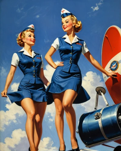retro pin up girls,stewardess,pin-up girls,flight attendant,pin up girls,pin ups,retro women,vintage girls,china southern airlines,pin up,1940 women,pin-up,sailors,douglas aircraft company,retro pin up girl,southwest airlines,civil defense,tail fins,vintage boy and girl,vintage art,Illustration,Retro,Retro 10