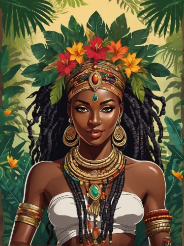 polynesian girl,moana,african woman,polynesian,african american woman,cleopatra,tiana,african culture,west indian jasmine,boho art,hula,african art,rosa ' amber cover,luau,polynesia,ancient egyptian girl,nigeria woman,jaya,black woman,anahata,Unique,Design,Sticker