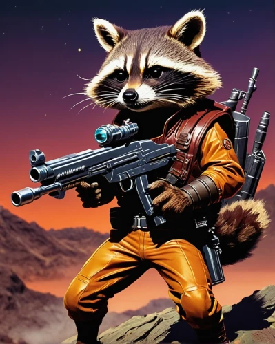 rocket raccoon,raccoon,raccoons,north american raccoon,star-lord peter jason quill,guardians of the galaxy,free fire,badger,fox hunting,twitch icon,splinter,rocket,mustelid,pubg mascot,patrols,squirell,firefox,raccoon dog,coatimundi,action-adventure game,Conceptual Art,Sci-Fi,Sci-Fi 20