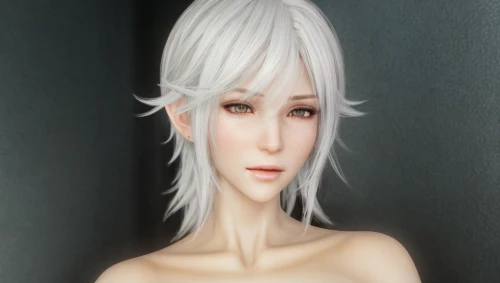 male elf,violet head elf,elven,3d rendered,white rose snow queen,dark elf,white lady,pale,doll's facial features,female doll,natural cosmetic,albino,silvery,cosmetic,3d model,elven flower,3d render,humanoid,elf,ginko