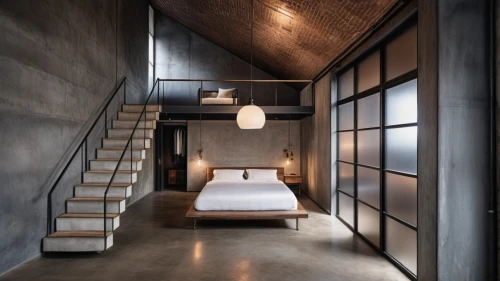 loft,concrete ceiling,exposed concrete,contemporary decor,sleeping room,modern decor,hallway space,modern room,interior modern design,boutique hotel,wooden wall,wall plaster,interior design,room divider,guest room,attic,archidaily,structural plaster,hotel w barcelona,shared apartment,Photography,General,Realistic