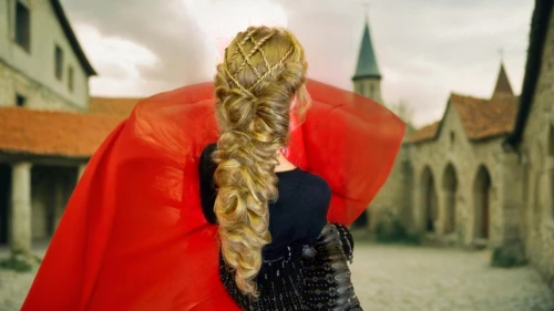 red cape,red coat,red tunic,girl in a historic way,swath,celtic queen,fantasy woman,dragon slayer,game of thrones,norse,vikings,red banner,red gown,miss circassian,elven,digital compositing,medieval,camelot,king arthur,nordic