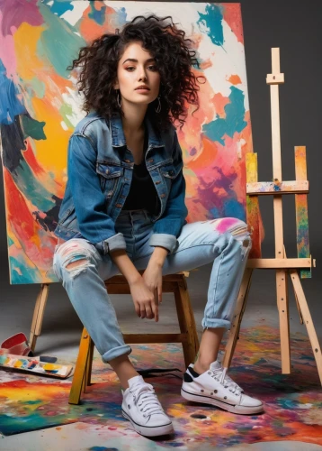 art model,studio photo,painting technique,portrait background,artist portrait,puma,jeans background,artistic,sneakers,artist,table artist,painting,denim,in a studio,adidas,artist color,jean jacket,foot model,holding shoes,art,Unique,3D,Modern Sculpture