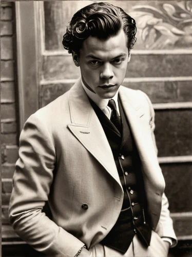 styles,harry styles,harry,fashionista from the 20s,gentlemanly,harold,gentleman,gentleman icons,men's suit,vintage boy,model-a,navy suit,handsome model,mother of pearl,roaring twenties,fashion model,50's style,suspenders,frock coat,the suit,Illustration,Realistic Fantasy,Realistic Fantasy 21