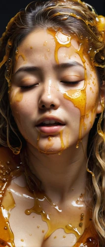 dulce de leche,oil,taho,oily,passion fruit oil,caramel,gold paint stroke,butter melting,oil in water,bodypainting,oil drop,oil stain,tears bronze,edible oil,depressed woman,surface tension,wax paint,condensed milk,spilt coffee,bodypaint,Illustration,Japanese style,Japanese Style 10