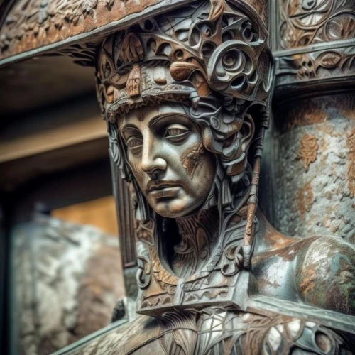 decorative figure,caryatid,peles castle,cybele,head ornament,st mark's basilica,antiquariat,knight pulpit,wood carving,antiquity,architectural detail,athena,carved wood,minerva,statuary,fountain head,vatican museum,bronze sculpture,christopher columbus's ashes,princess diana gedenkbrunnen
