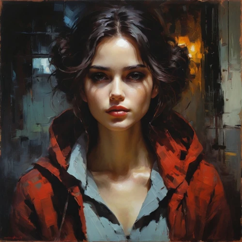 mystical portrait of a girl,portrait of a girl,girl portrait,young woman,oil painting,romantic portrait,girl in cloth,red coat,girl with cloth,oil painting on canvas,woman portrait,italian painter,girl in a long,fineart,artist portrait,girl with bread-and-butter,face portrait,selanee henderon,oil paint,girl studying,Conceptual Art,Oil color,Oil Color 11