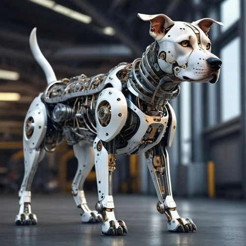 herd protection dog,armored animal,jagdterrier,dalmatian,canis panther,appenzeller sennenhund,posavac hound,bully kutta,eurohound,cyborg,working terrier,working dog,canidae,3d model,australian cattle dog,catahoula bulldog,anthropomorphized animals,jack russel,gundogmus,louisiana catahoula leopard dog