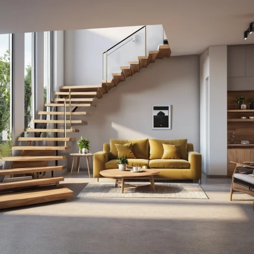 modern living room,interior modern design,loft,modern decor,contemporary decor,wooden stairs,home interior,modern style,living room,wooden stair railing,outside staircase,penthouse apartment,livingroom,interior design,stairs,staircase,stone stairs,circular staircase,modern house,modern room,Photography,General,Realistic