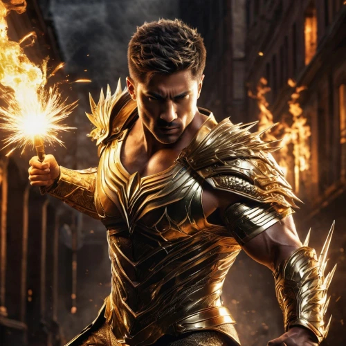 human torch,god of thunder,torch-bearer,awesome arrow,gold wall,quill,aquaman,visual effect lighting,golden rain,digital compositing,thor,gold spangle,wand gold,spark fire,gold paint stroke,archer,fire background,golden unicorn,paladin,gold colored,Photography,General,Natural