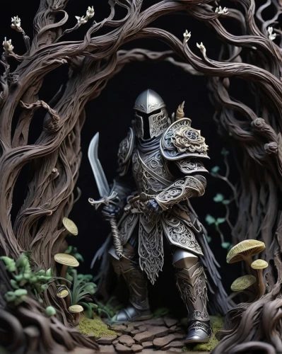 bronze horseman,diorama,vax figure,raven sculpture,metal figure,fantasy warrior,game figure,gandalf,paper art,3d figure,forest man,fantasy art,the wanderer,dwarf sundheim,allies sculpture,knight tent,jrr tolkien,wood carving,bran,heroic fantasy,Unique,Paper Cuts,Paper Cuts 09