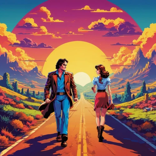 80s,long road,wild west,80's design,the road,sand road,country road,open road,retro background,game illustration,western film,would a background,cg artwork,retro styled,western,pompadour,1980's,country-western dance,1980s,badlands,Unique,Pixel,Pixel 05