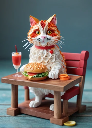 red tabby,animals play dress-up,cat image,tea party cat,hamburger,cat,salmon burger,red cat,cheeseburger,cat vector,burger,chicken burger,funny cat,burguer,toyger,anthropomorphized animals,animal feline,domestic cat,napoleon cat,étouffée,Unique,Paper Cuts,Paper Cuts 09