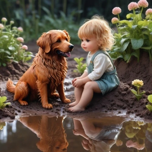 boy and dog,little boy and girl,vintage boy and girl,girl and boy outdoor,tenderness,innocence,best friends,two friends,human and animal,companionship,girl with dog,dog and cat,cute puppy,companion dog,golden retriever,childhood friends,retriever,children's background,cute animals,baby and teddy