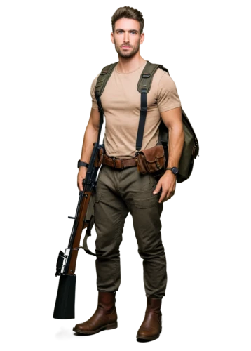 ballistic vest,military person,cargo pants,pubg mascot,mercenary,png transparent,gi,man holding gun and light,rifleman,aaa,grenadier,steve rogers,red army rifleman,military uniform,aa,combat medic,khaki,soldier,federal army,eod,Illustration,American Style,American Style 10