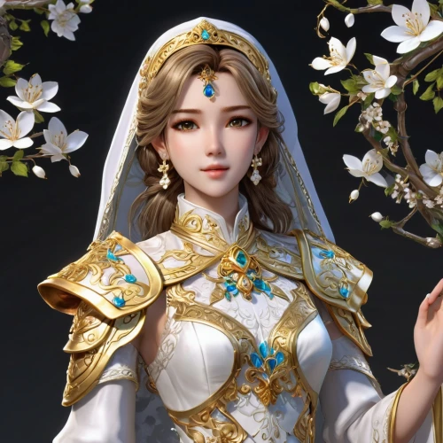 the prophet mary,golden wreath,mary 1,lily of the desert,lily of the field,the angel with the veronica veil,priestess,zodiac sign libra,jasmine blossom,mary,mary-gold,golden lilac,flower crown of christ,jessamine,linden blossom,golden crown,crown render,suit of the snow maiden,lilies of the valley,sun bride,Conceptual Art,Fantasy,Fantasy 27