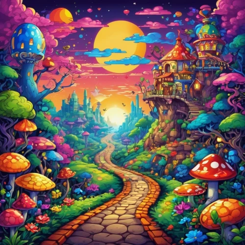 mushroom landscape,fairy village,fairy world,cartoon video game background,fantasy landscape,mushroom island,fairy forest,children's background,aurora village,fantasy world,magical adventure,halloween background,dream world,fantasy city,3d fantasy,fairy house,fantasy picture,witch's house,wonderland,halloween border,Unique,Pixel,Pixel 05