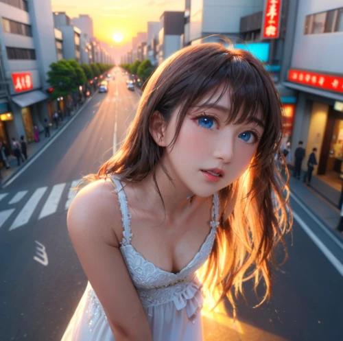 shibuya,harajuku,anime girl,japanese kawaii,anime japanese clothing,anime 3d,photo lens,japanese idol,kawaii girl,colorful background,japanese woman,portrait background,realdoll,world digital painting,sunset glow,heterochromia,creative background,city ​​portrait,asia girl,asian vision,Anime,Anime,General