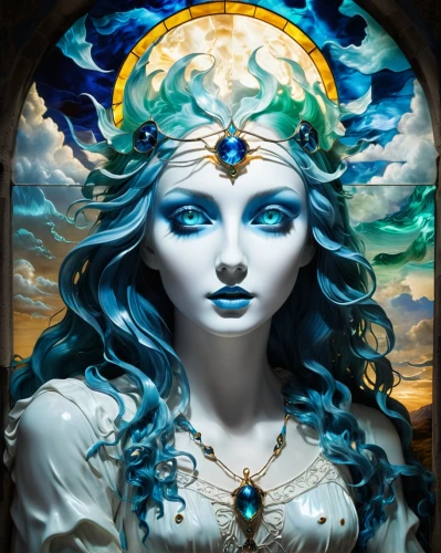 blue enchantress,priestess,fantasy art,the snow queen,fantasy portrait,mystical portrait of a girl,ice queen,gothic portrait,the enchantress,baroque angel,the sea maid,sorceress,mirror of souls,suit of the snow maiden,fantasy woman,the angel with the veronica veil,white lady,fantasy picture,rusalka,medusa,Unique,Paper Cuts,Paper Cuts 08