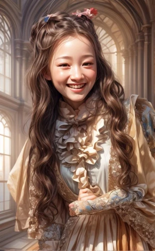 a girl's smile,fairy tale character,oriental princess,sujeonggwa,hanbok,asian woman,shuanghuan noble,oriental girl,cheery-blossom,oriental longhair,female doll,daegeum,porcelaine,portrait background,mystical portrait of a girl,joy,chinese art,oriental painting,fantasy portrait,songpyeon