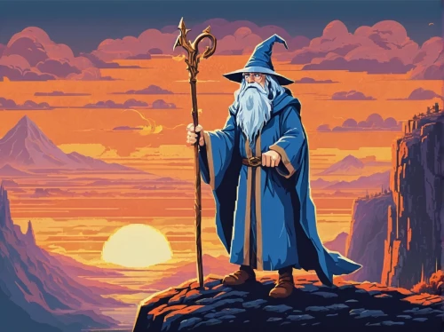 gandalf,the wizard,wizard,magus,pilgrim,the wanderer,excalibur,mage,magistrate,wizards,monk,wanderer,jrr tolkien,dane axe,fantasy picture,game illustration,pall-bearer,nördlinger ries,pixel art,dodge warlock,Unique,Pixel,Pixel 04