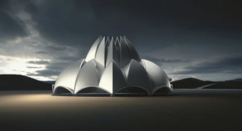 lotus temple,futuristic architecture,futuristic art museum,cube stilt houses,knight tent,lotustemple,ice hotel,sky space concept,monolith,futuristic landscape,calatrava,tempodrom,archidaily,temples,3d render,admer dune,strange structure,dhammakaya pagoda,islamic architectural,santiago calatrava