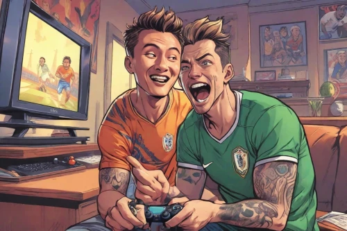 world cup,fifa 2018,gamers,video gaming,netherlands-belgium,gamers round,gamer zone,gamer,sports game,game illustration,footbal,st patrick's day icons,game room,gay couple,gaming,football fans,animated cartoon,footballers,father-son,xbox,Digital Art,Comic