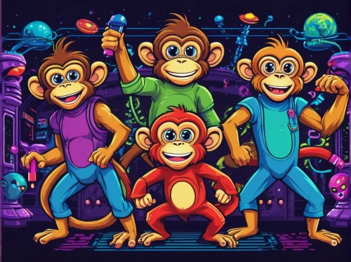 monkeys band,monkey family,monkey gang,monkeys,primates,great apes,monkey island,the monkey,monkey,kong,three monkeys,primate,ape,orang utan,war monkey,retro cartoon people,monkey soldier,game illustration,human evolution,png image,Unique,Pixel,Pixel 04
