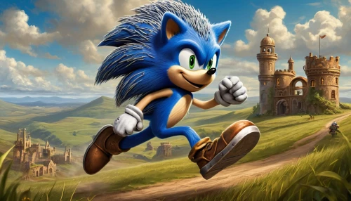 sonic the hedgehog,echidna,hedgehog,sega,run,running fast,young hedgehog,new world porcupine,feathered race,amur hedgehog,to run,hedgehog child,ung,hedgehogs,april fools day background,domesticated hedgehog,png image,fast bird,tails,wall,Illustration,Realistic Fantasy,Realistic Fantasy 13