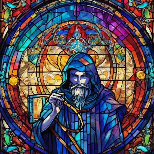 stained glass window,stained glass,archimandrite,stained glass windows,the abbot of olib,magus,gandalf,saint patrick,version john the fisherman,twelve apostle,celtic harp,church window,the flute,benedictine,fiddler,lord who rings,the wizard,saint paul,triquetra,hieromonk,Unique,Paper Cuts,Paper Cuts 08