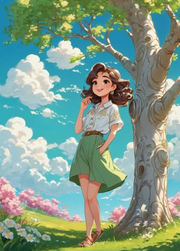 girl with tree,spring background,japanese sakura background,springtime background,studio ghibli,sakura background,sakura tree,spring leaf background,landscape background,forest background,cherry tree,children's background,girl in flowers,girl picking flowers,little girl in wind,cherry blossom tree,flower background,portrait background,apple tree,sakura trees,Illustration,Black and White,Black and White 03