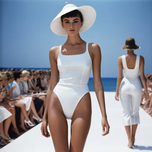 one-piece swimsuit,panama hat,one-piece garment,model years 1960-63,womans seaside hat,sun hat,model years 1958 to 1967,two piece swimwear,mock sun hat,vintage fashion,high sun hat,audrey hepburn-hollywood,audrey hepburn,joan collins-hollywood,straw hat,yellow sun hat,sun hats,white sand,ordinary sun hat,summer hat,Photography,Black and white photography,Black and White Photography 13