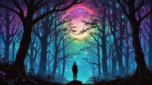 forest of dreams,silhouette art,forest background,enchanted forest,the forest,haunted forest,silhouette of man,the woods,fantasy picture,the mystical path,mystery book cover,holy forest,the wanderer,background image,wanderer,man silhouette,forest,enchanted,fairy forest,creative background,Conceptual Art,Daily,Daily 24