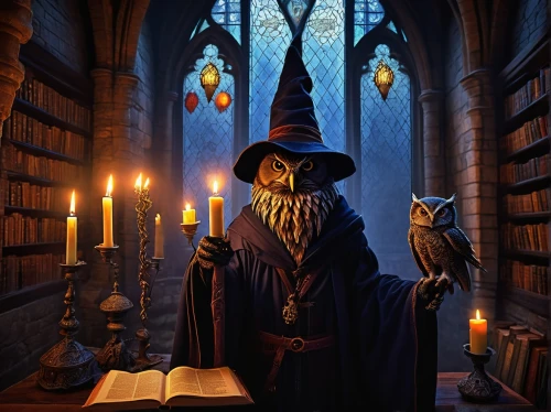 magistrate,scholar,librarian,magus,wizard,the wizard,magic book,apothecary,witch's hat,reading owl,magic grimoire,dodge warlock,candlemaker,wizards,fantasy portrait,hogwarts,fantasy picture,debt spell,mage,gothic portrait,Illustration,Japanese style,Japanese Style 12