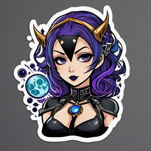 violet head elf,witch's hat icon,gara,cynara,twitch icon,sticker,mara,zodiac sign libra,stickers,medusa,venera,raven girl,twitch logo,nami,vanessa (butterfly),libra,ferry,clipart sticker,elza,medusa gorgon,Unique,Design,Sticker