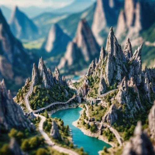 tilt shift,mountainous landforms,mountainous landscape,mountain world,the landscape of the mountains,mountain valleys,giant mountains,mountain landscape,fantasy landscape,mountain settlement,3d fantasy,mountains,mountain highway,mountain village,landscape mountains alps,karst landscape,canyon,futuristic landscape,panoramic landscape,landscape background,Unique,3D,Panoramic