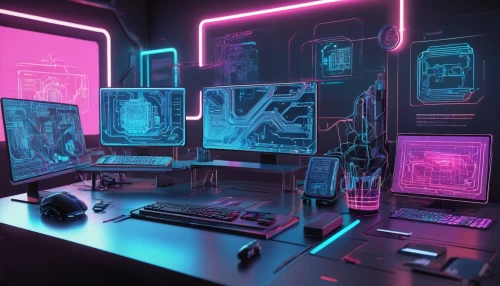 computer room,neon coffee,80's design,working space,workspace,cyberpunk,neon ghosts,desk,neon,computer desk,neon light,study room,blur office background,work space,cyber,aesthetic,80s,computer art,computer workstation,computer,Conceptual Art,Daily,Daily 35