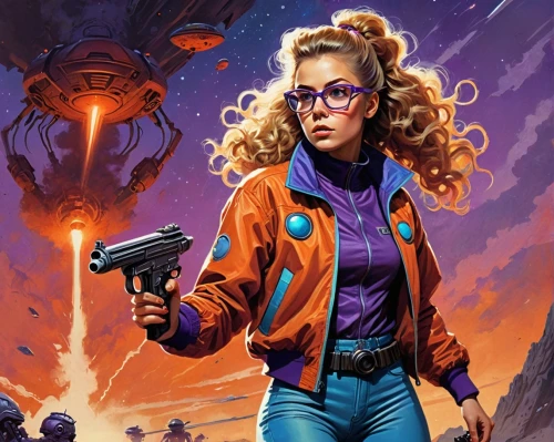 sci fiction illustration,girl with gun,girl with a gun,valerian,woman holding gun,biologist,cg artwork,la violetta,birds of prey-night,holding a gun,rosa ' amber cover,sci fi,ronda,librarian,80s,sci-fi,sci - fi,birds of prey,nova,renegade,Conceptual Art,Sci-Fi,Sci-Fi 20