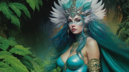 merfolk,dryad,blue enchantress,faerie,fantasy art,sorceress,the enchantress,faery,fantasy woman,fantasy portrait,heroic fantasy,fantasy picture,priestess,elven,rusalka,druid,fairy queen,elven flower,shamanic,gonepteryx cleopatra