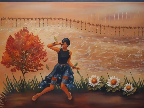 throwing leaves,girl picking flowers,indigenous painting,khokhloma painting,autumn background,woman walking,girl with bread-and-butter,autumn decoration,little girl twirling,flower painting,girl walking away,little girl running,little girl in wind,woman playing,woman holding pie,harvest festival,falling on leaves,seasonal autumn decoration,girl picking apples,autumn icon,Illustration,Paper based,Paper Based 04