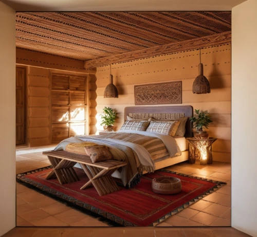 moroccan pattern,cabana,patterned wood decoration,marrakesh,morocco,canopy bed,sleeping room,boutique hotel,marrakech,riad,wooden shutters,guest room,interior decoration,bamboo curtain,interior decor,japanese-style room,home interior,bedroom,rattan,wooden beams,Photography,General,Realistic