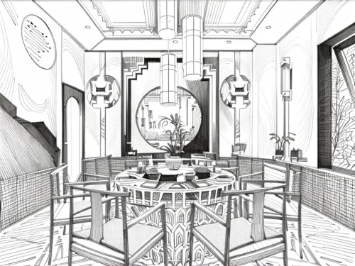 art deco,china cabinet,art deco background,dining room,orrery,liquor bar,art nouveau design,breakfast room,kitchen design,wine bar,tearoom,parlour,watercolor tea shop,coffee tea illustration,kitchen,kitchen interior,the kitchen,brandy shop,ice cream parlor,bistro,Design Sketch,Design Sketch,Hand-drawn Line Art