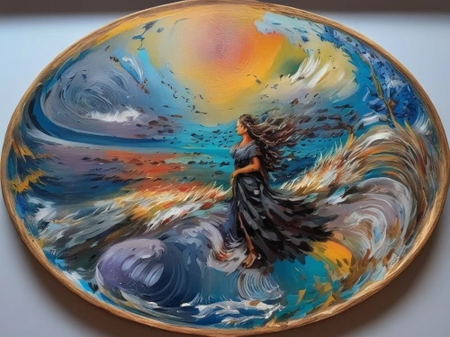 glass painting,decorative plate,wooden plate,hand-painted,round autumn frame,glass sphere,round frame,pour,in the resin,colorful glass,rock painting,circle paint,tibetan bowl,hand painted,water lily plate,tea art,art soap,petri dish,hand painting,plate full of sand,Illustration,Paper based,Paper Based 04