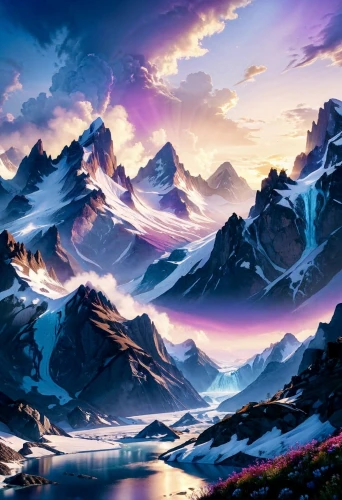 mountain landscape,landscape background,mountainous landscape,purple landscape,fantasy landscape,mountain scene,snow mountains,mountains,the landscape of the mountains,mountain tundra,landscape mountains alps,giant mountains,ice landscape,mountain range,himalaya,mountain sunrise,snowy mountains,mountain world,high mountains,himalayas