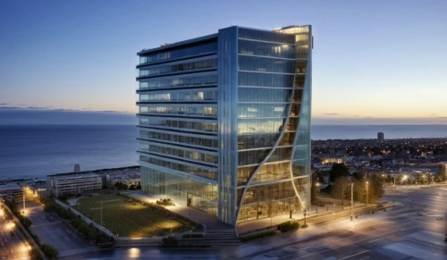 hotel barcelona city and coast,glass facade,hotel w barcelona,glass building,residential tower,modern architecture,cubic house,costanera center,viña del mar,glass facades,structural glass,renaissance tower,modern building,skyscapers,cube house,bulding,hotel riviera,new building,penthouse apartment,chile house