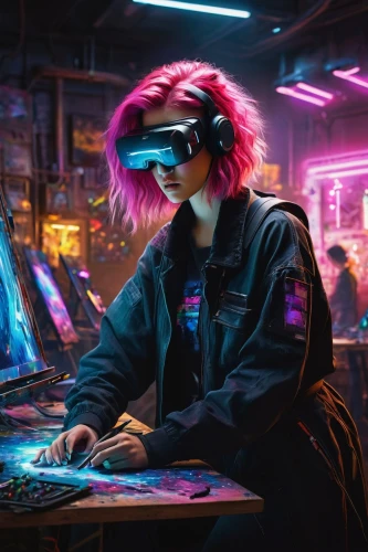cyberpunk,cyber glasses,80s,cyber,girl at the computer,operator,neon human resources,80's design,vr,neon coffee,cyberspace,elektroniki,virtual world,arcade,virtual,futuristic,gamer,1980's,aesthetic,gamer zone,Art,Classical Oil Painting,Classical Oil Painting 13